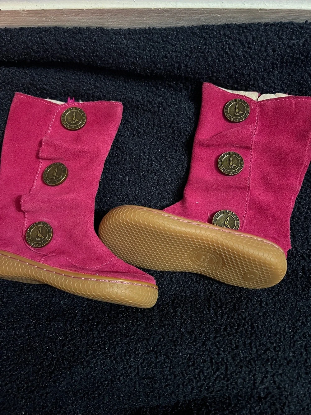 Livie & Luca Girls Fuchsia Suede Button Boot